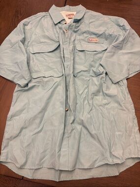 Real tree Pale Blue Short Sleeve Outdoor Fishing Shirt